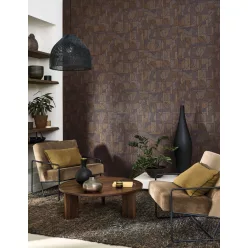   Casadeco Matera vlies, vinyl anyagú, kék, barna színű, etno, geometriai, Modern tapéta