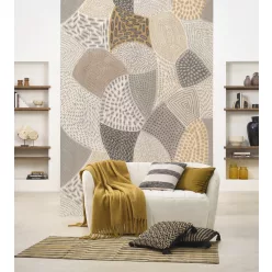   Casadeco Matera vlies, vinyl anyagú, szürke, barna, beige, okker, törtfehér színű, absztrakt, geometriai, textilhatású, Modern poszter