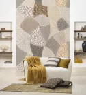 Casadeco Matera vlies, vinyl anyagú, szürke, barna, beige, okker, törtfehér színű, absztrakt, geometriai, textilhatású, Modern poszter