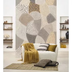   Casadeco Matera vlies, vinyl anyagú, szürke, barna, beige, okker, törtfehér színű, absztrakt, geometriai, textilhatású, Modern poszter