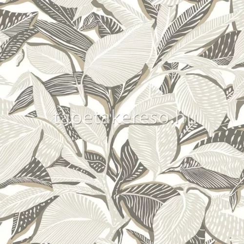 Casadeco Mediterranee vlies anyagú fehér, barna, beige színű leveles modern, natural tapéta