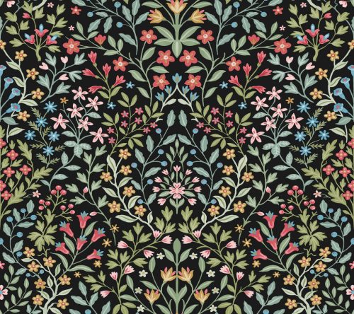 York Magnolia Home by Joanna Gaines papír anyagú fekete, zöld, kék, rózsaszín, piros, barna színű leveles, virágos Romantikus tapéta