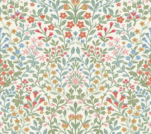 York Magnolia Home by Joanna Gaines papír anyagú fehér, piros, kék, rózsaszín, zöld, keki színű leveles, virágos Romantikus tapéta
