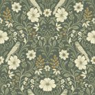 York Magnolia Home by Joanna Gaines papír anyagú zöld, vajszínű, mustársárga színű madaras, virágos Romantikus tapéta