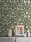 York Magnolia Home by Joanna Gaines papír anyagú zöld, vajszínű, mustársárga színű madaras, virágos Romantikus tapéta