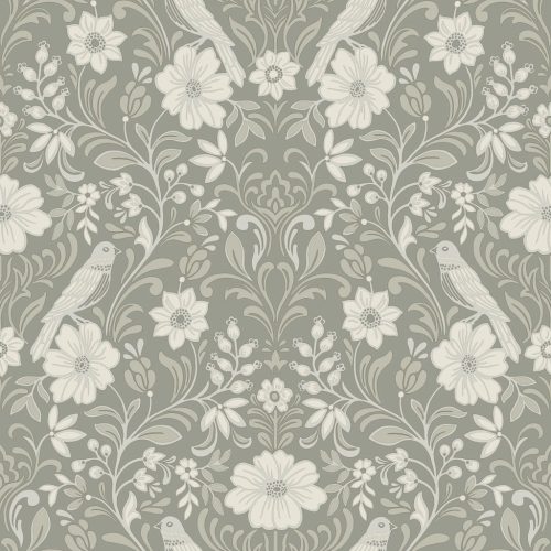 York Magnolia Home by Joanna Gaines papír anyagú keki, fehér, szürke  színű madaras, virágos Romantikus tapéta