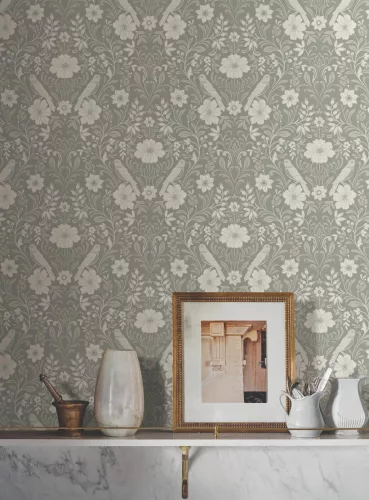 York Magnolia Home by Joanna Gaines papír anyagú keki, fehér, szürke  színű madaras, virágos Romantikus tapéta