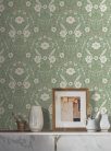 York Magnolia Home by Joanna Gaines papír anyagú zöld, fehér, barna, terrakotta színű madaras, virágos Romantikus tapéta
