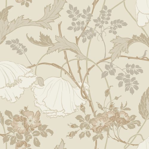 York Magnolia Home by Joanna Gaines papír anyagú beige, barna, fehér színű leveles, virágos Romantikus tapéta