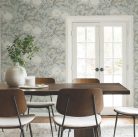 York Magnolia Home by Joanna Gaines papír anyagú fehér, kék, barna színű leveles, virágos Romantikus tapéta