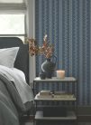 York Magnolia Home by Joanna Gaines papír anyagú kék, szürke színű leveles, csíkos Romantikus tapéta