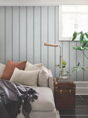 York Magnolia Home by Joanna Gaines papír anyagú kék, fehér színű csíkos Romantikus tapéta