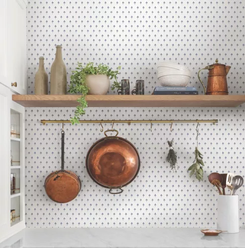 York Magnolia Home by Joanna Gaines papír anyagú kék, fehér színű leveles Romantikus tapéta