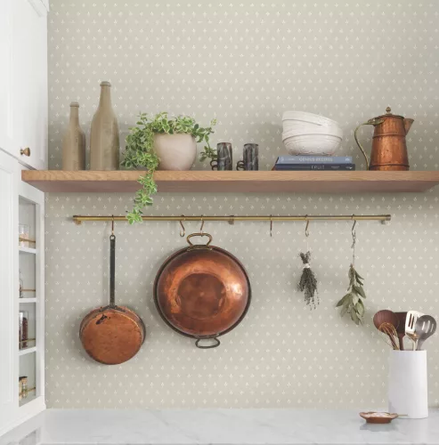 York Magnolia Home by Joanna Gaines papír anyagú szürke, fehér  színű leveles Romantikus tapéta