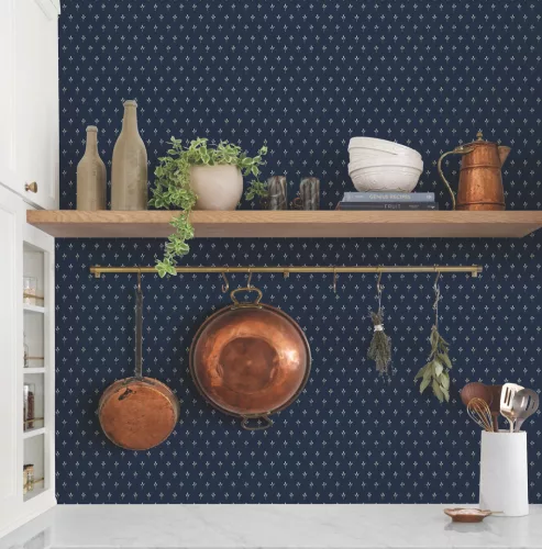 York Magnolia Home by Joanna Gaines papír anyagú kék, szürke színű leveles Romantikus tapéta