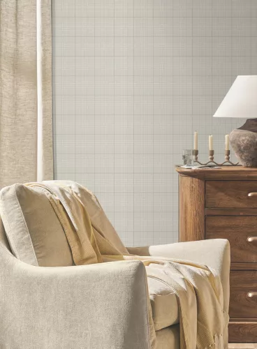 York Magnolia Home by Joanna Gaines papír anyagú szürke, keki színű kockás Romantikus tapéta