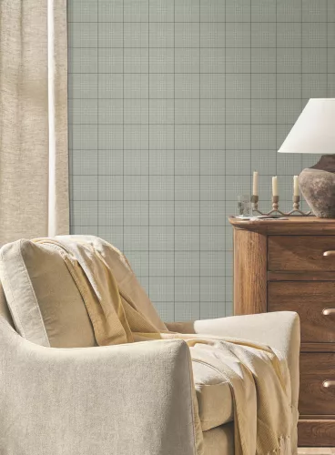 York Magnolia Home by Joanna Gaines papír anyagú zöld színű kockás Romantikus tapéta