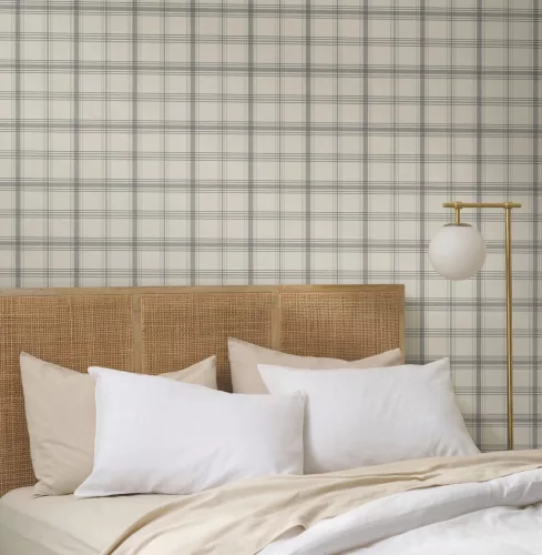 York Magnolia Home by Joanna Gaines papír anyagú szürke, beige  színű kockás Romantikus tapéta