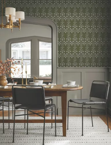 York Magnolia Home by Joanna Gaines papír anyagú szürke, zöld színű absztrakt, növényes Romantikus tapéta
