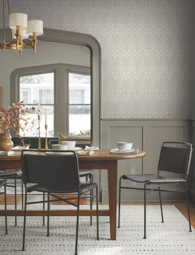 York Magnolia Home by Joanna Gaines papír anyagú fehér, szürke színű absztrakt, növényes Romantikus tapéta