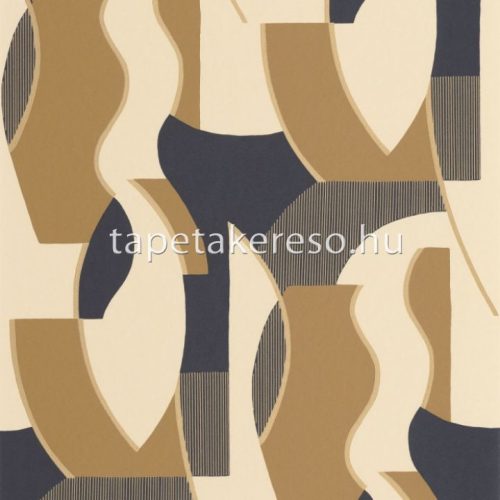 Casadeco Milano Sixties vlies anyagú beige, barna, fekete, arany színű absztrakt, geometriai retro tapéta