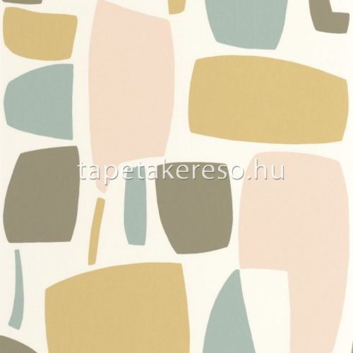 Casadeco Milano Sixties vlies anyagú fehér, zöld, keki, beige színű absztrakt, geometriai retro tapéta