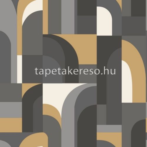 Caselio Moonlight 2 vlies, vinyl anyagú fekete, fehér, szürke, arany színű geometriai modern tapéta