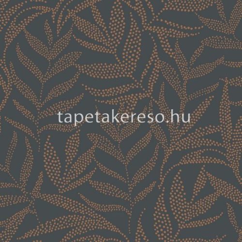 Caselio Moonlight 2 vlies, vinyl anyagú fekete, bronz színű leveles modern tapéta