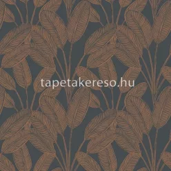   Caselio Moonlight 2 vlies, vinyl anyagú fekete, bronz színű leveles modern tapéta