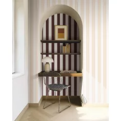   Caselio Maison Simeon, vinyl, vlies anyagú, fehér, barna, arany színű, csíkos, Modern tapéta
