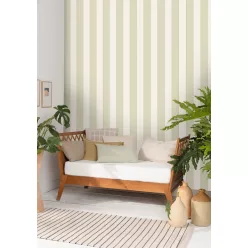   Caselio Maison Simeon, vinyl, vlies anyagú, fehér, zöld, arany színű, csíkos, Modern tapéta