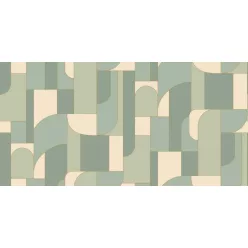   Caselio Maison Simeon, vinyl, vlies anyagú, beige, zöld, türkiz, arany színű, geometriai, Modern tapéta