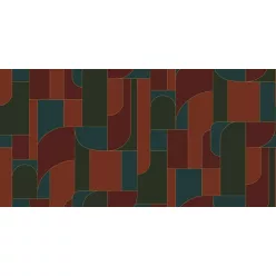   Caselio Maison Simeon, vinyl, vlies anyagú, fekete, bordó, rozsdabarna, türkiz színű, geometriai, Modern tapéta
