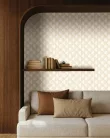 Caselio Maison Simeon, vinyl, vlies anyagú, beige, fehér, arany színű, art deco, geometriai, Modern tapéta
