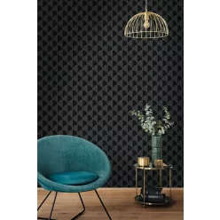   Caselio Maison Simeon, vinyl, vlies anyagú, fekete, szürke, arany színű, art deco, geometriai, Modern tapéta
