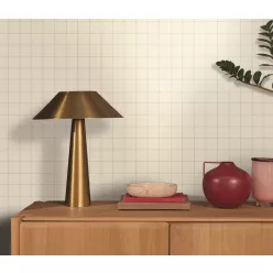   Caselio Maison Simeon, vinyl, vlies anyagú, fehér, beige színű, kockás , Modern tapéta