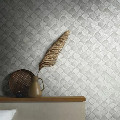 Marburg, Eclectic, vlies, vinyl anyagú, szürke színű, geometriai, 3d, Modern tapéta