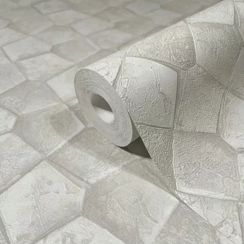 Marburg, Eclectic, vlies, vinyl anyagú, szürke színű, geometriai, 3d, Modern tapéta