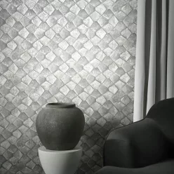   Marburg, Eclectic, vlies, vinyl anyagú, szürke színű, geometriai, 3d, Modern tapéta