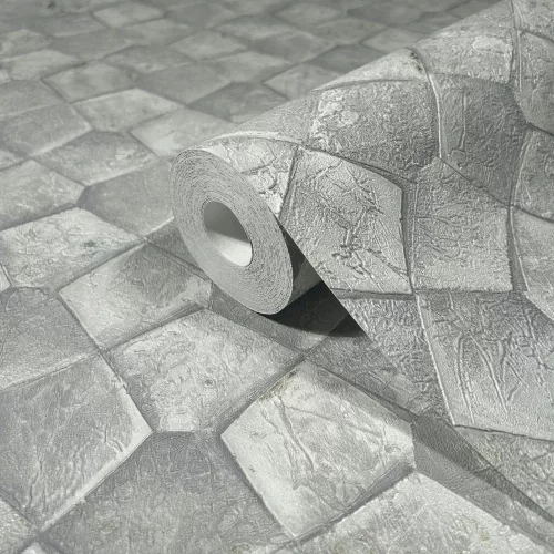 Marburg, Eclectic, vlies, vinyl anyagú, szürke színű, geometriai, 3d, Modern tapéta