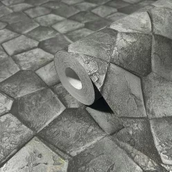   Marburg, Eclectic, vlies, vinyl anyagú, szürke színű, geometriai, 3d, Modern tapéta