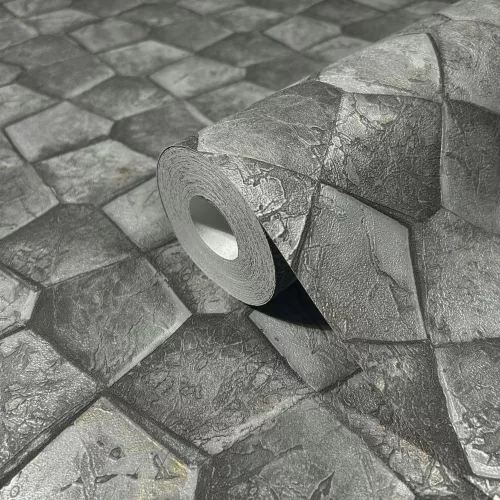 Marburg, Eclectic, vlies, vinyl anyagú, szürke színű, geometriai, 3d, Modern tapéta