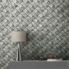 Marburg, Eclectic, vlies, vinyl anyagú, szürke színű, geometriai, 3d, Modern tapéta