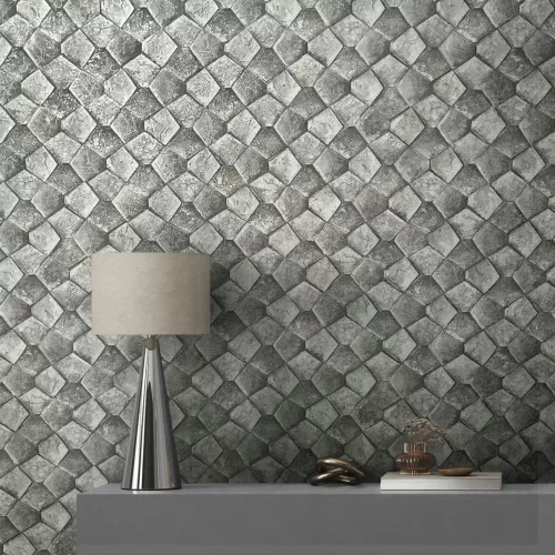 Marburg, Eclectic, vlies, vinyl anyagú, szürke színű, geometriai, 3d, Modern tapéta