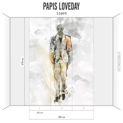  Marburg Fashion ICON Papis Loveday, vlies, vinyl anyagú, sárga, szürke, fekete, csillámos színű, ember, rajz, Modern poszter