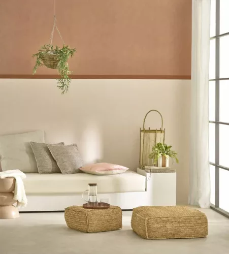 Casadeco Nest vlies, vinyl anyagú, beige színű, karmolt, struktúrált, egyszínű, Modern tapéta