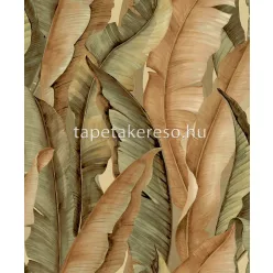   Nina Hancoc Perla vlies, vinyl anyagú barna, zöld színű leveles modern, natural tapéta