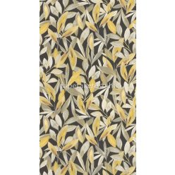   Casadeco Nicaragua vlies, vinyl anyagú fekete, barna, mustársárga, beige színű leveles modern, natural tapéta