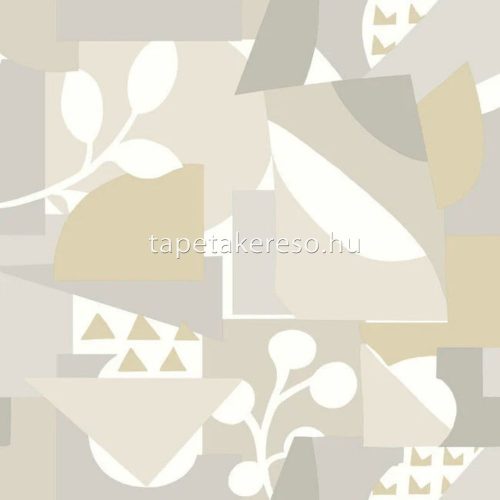 York NEW ORIGINS vlies anyagú fehér, szürke, beige, sárga színű geometriai, leveles, absztrakt modern tapéta