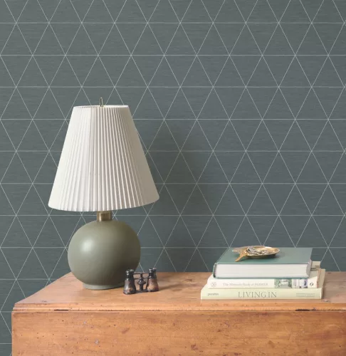 York Magnolia Home by Joanna Gaines papír anyagú kék, ezüst színű geometriai Romantikus tapéta